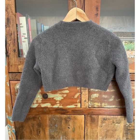 Angora Blend Maison Pere Cropped Gray Sweater - Picture 3 of 5